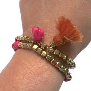 Chico’s Hot Pink Stretchy Tassel Bracelet Pair